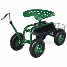 Load image into Gallery viewer, Gymax Rolling Garden Cart Scooter w/ Adjustable Seat Storage Basket Tray