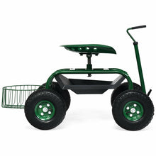 Load image into Gallery viewer, Gymax Rolling Garden Cart Scooter w/ Adjustable Seat Storage Basket Tray