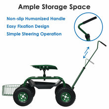 Load image into Gallery viewer, Gymax Rolling Garden Cart Scooter w/ Adjustable Seat Storage Basket Tray
