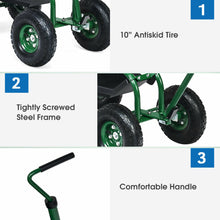 Load image into Gallery viewer, Gymax Rolling Garden Cart Scooter w/ Adjustable Seat Storage Basket Tray