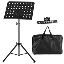 Load image into Gallery viewer, Gymax Adjustable Music Stand Metal Foldable Sheet Holder w/ Clip Holder& Carry Bag