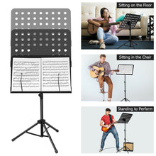 Load image into Gallery viewer, Gymax Adjustable Music Stand Metal Foldable Sheet Holder w/ Clip Holder& Carry Bag