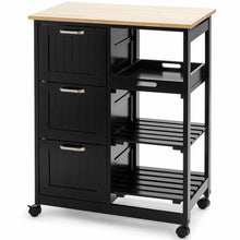 Load image into Gallery viewer, Gymax Rolling Kitchen Island Utility Storage Cart w/ 3 Storage Drawers & Shelves