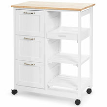 Load image into Gallery viewer, Gymax Rolling Kitchen Island Utility Storage Cart w/ 3 Storage Drawers & Shelves