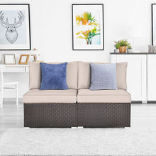 Load image into Gallery viewer, Gymax 2PCS Patio Sectional Armless Sofas Outdoor Rattan Furniture Set w/ Cushions