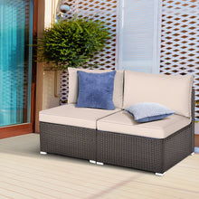 Load image into Gallery viewer, Gymax 2PCS Patio Sectional Armless Sofas Outdoor Rattan Furniture Set w/ Cushions