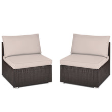 Load image into Gallery viewer, Gymax 2PCS Patio Sectional Armless Sofas Outdoor Rattan Furniture Set w/ Cushions