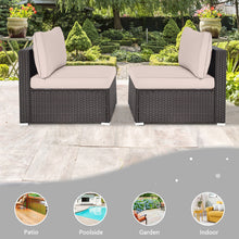 Load image into Gallery viewer, Gymax 2PCS Patio Sectional Armless Sofas Outdoor Rattan Furniture Set w/ Cushions