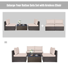 Load image into Gallery viewer, Gymax 2PCS Patio Sectional Armless Sofas Outdoor Rattan Furniture Set w/ Cushions