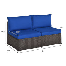 Load image into Gallery viewer, Gymax 2PCS Patio Sectional Armless Sofas Rattan Furniture Set Outdoor w/ Cushions