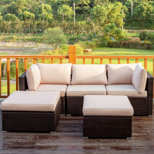 Load image into Gallery viewer, Gymax 5PCS Rattan Patio Conversation Set Outdoor Furniture Set w/ Ottoman Cushion