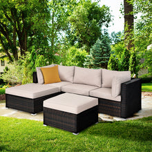 Load image into Gallery viewer, Gymax 5PCS Rattan Patio Conversation Set Outdoor Furniture Set w/ Ottoman Cushion