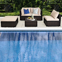 Load image into Gallery viewer, Gymax 5PCS Rattan Patio Conversation Set Outdoor Furniture Set w/ Ottoman Cushion