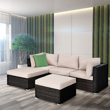 Load image into Gallery viewer, Gymax 5PCS Rattan Patio Conversation Set Outdoor Furniture Set w/ Ottoman Cushion