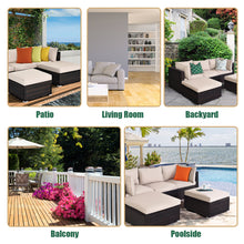 Load image into Gallery viewer, Gymax 5PCS Rattan Patio Conversation Set Outdoor Furniture Set w/ Ottoman Cushion