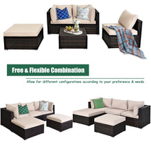 Load image into Gallery viewer, Gymax 5PCS Rattan Patio Conversation Set Outdoor Furniture Set w/ Ottoman Cushion