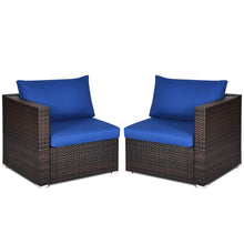Load image into Gallery viewer, Gymax 4PCS Rattan Corner Sofa Set Patio Outdoor Furniture Set w/ Navy Cushions