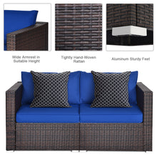 Load image into Gallery viewer, Gymax 4PCS Rattan Corner Sofa Set Patio Outdoor Furniture Set w/ Navy Cushions