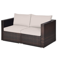 Load image into Gallery viewer, Gymax 2PCS Rattan Corner Sofa Set Patio Outdoor Furniture Set w/ 4 Beige Cushions