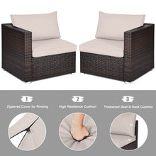 Load image into Gallery viewer, Gymax 2PCS Rattan Corner Sofa Set Patio Outdoor Furniture Set w/ 4 Beige Cushions