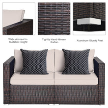 Load image into Gallery viewer, Gymax 2PCS Rattan Corner Sofa Set Patio Outdoor Furniture Set w/ 4 Beige Cushions