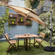 Load image into Gallery viewer, Gymax 10Ft Outdoor Solar Lighted Cantilever Umbrella w/ USB Cable Turquoise/Beige