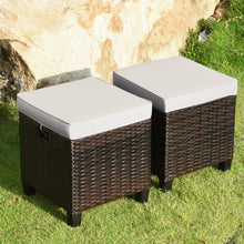 Load image into Gallery viewer, Gymax Set of 2 Patio Wicker Rattan Ottoman Footrest Garden Outdoor w/ Cushion