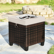 Load image into Gallery viewer, Gymax Set of 2 Patio Wicker Rattan Ottoman Footrest Garden Outdoor w/ Cushion