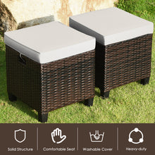 Load image into Gallery viewer, Gymax Set of 2 Patio Wicker Rattan Ottoman Footrest Garden Outdoor w/ Cushion