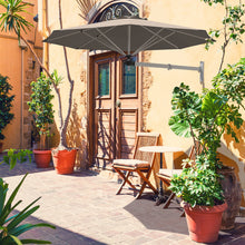 Load image into Gallery viewer, Gymax 8FT Patio Wall Mounted Cantilever Umbrella Parsol w/ Adjustable Pole Tan