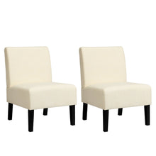 Load image into Gallery viewer, Gymax 2PCS Upholstered Accent Chair Leisure Chair Armless w/ Wooden Frame Beige