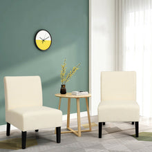 Load image into Gallery viewer, Gymax 2PCS Upholstered Accent Chair Leisure Chair Armless w/ Wooden Frame Beige