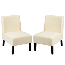 Load image into Gallery viewer, Gymax 2PCS Upholstered Accent Chair Leisure Chair Armless w/ Wooden Frame Beige
