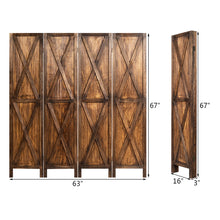 Load image into Gallery viewer, Gymax 5.6Ft Folding 4-Panel Wood Room Divider Privacy Screen Home Office Brown