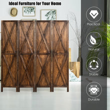 Load image into Gallery viewer, Gymax 5.6Ft Folding 4-Panel Wood Room Divider Privacy Screen Home Office Brown