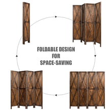 Load image into Gallery viewer, Gymax 5.6Ft Folding 4-Panel Wood Room Divider Privacy Screen Home Office Brown