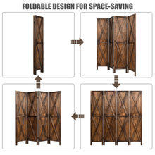 Load image into Gallery viewer, Gymax 5.6Ft Folding 4-Panel Wood Room Divider Privacy Screen Home Office Brown