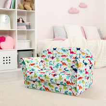Load image into Gallery viewer, Gymax Double Kids Dinosaur Sofa Children Armrest Couch Upholstered Chair Furniture