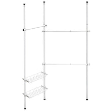 Load image into Gallery viewer, Gymax Double 2 Tier Telescopic Garment Rack Adjustable Closet Organizer w/ Baskets