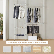 Load image into Gallery viewer, Gymax Double 2 Tier Telescopic Garment Rack Adjustable Closet Organizer w/ Baskets