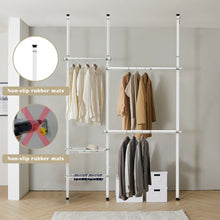 Load image into Gallery viewer, Gymax Double 2 Tier Telescopic Garment Rack Adjustable Closet Organizer w/ Baskets