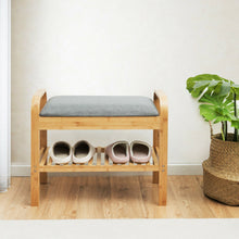 Load image into Gallery viewer, Gymax Shoe Rack Bench Bamboo W/Cushioned Seat&Storage Shelf Padded Seat Shoe Bench