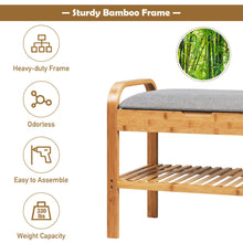 Load image into Gallery viewer, Gymax Shoe Rack Bench Bamboo W/Cushioned Seat&Storage Shelf Padded Seat Shoe Bench