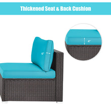 Load image into Gallery viewer, Gymax 2PCS Patio Wicker Rattan Sectional Armless Chair Sofa w/ Turquoise Cushion