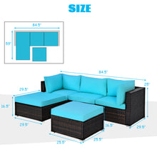 Load image into Gallery viewer, Gymax 5PCS Cushioned Rattan Patio Conversation Set Outdoor Furniture Set w/ Ottoman