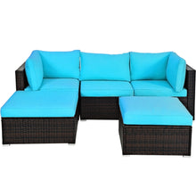 Load image into Gallery viewer, Gymax 5PCS Cushioned Rattan Patio Conversation Set Outdoor Furniture Set w/ Ottoman