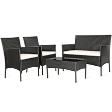 Load image into Gallery viewer, Gymax 4PCS Outdoor Furniture Set Patio Rattan Conversation Set w/ Cushion