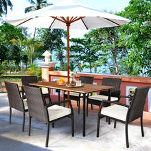 Load image into Gallery viewer, Gymax 7PCS Patio Dining Furniture Set w/ Wooden Tabletop Cushion Umbrella Hole
