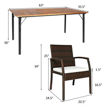 Load image into Gallery viewer, Gymax 7PCS Patio Dining Furniture Set w/ Wooden Tabletop Cushion Umbrella Hole