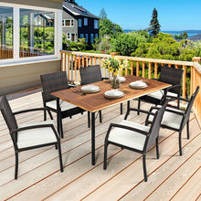 Load image into Gallery viewer, Gymax 7PCS Patio Dining Furniture Set w/ Wooden Tabletop Cushion Umbrella Hole
